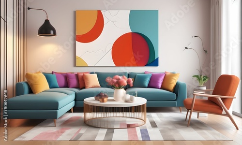 wallpaper representing an apartment interior, with a pleasant living room. Worthy of an interior designer