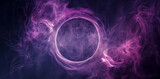 Digital art of a purple smoke ring on a black background.