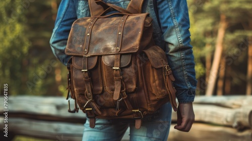 A vintage brown leather backpack, perfect for travelers, embodying versatility and convenience