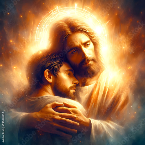 Jesus comforting man