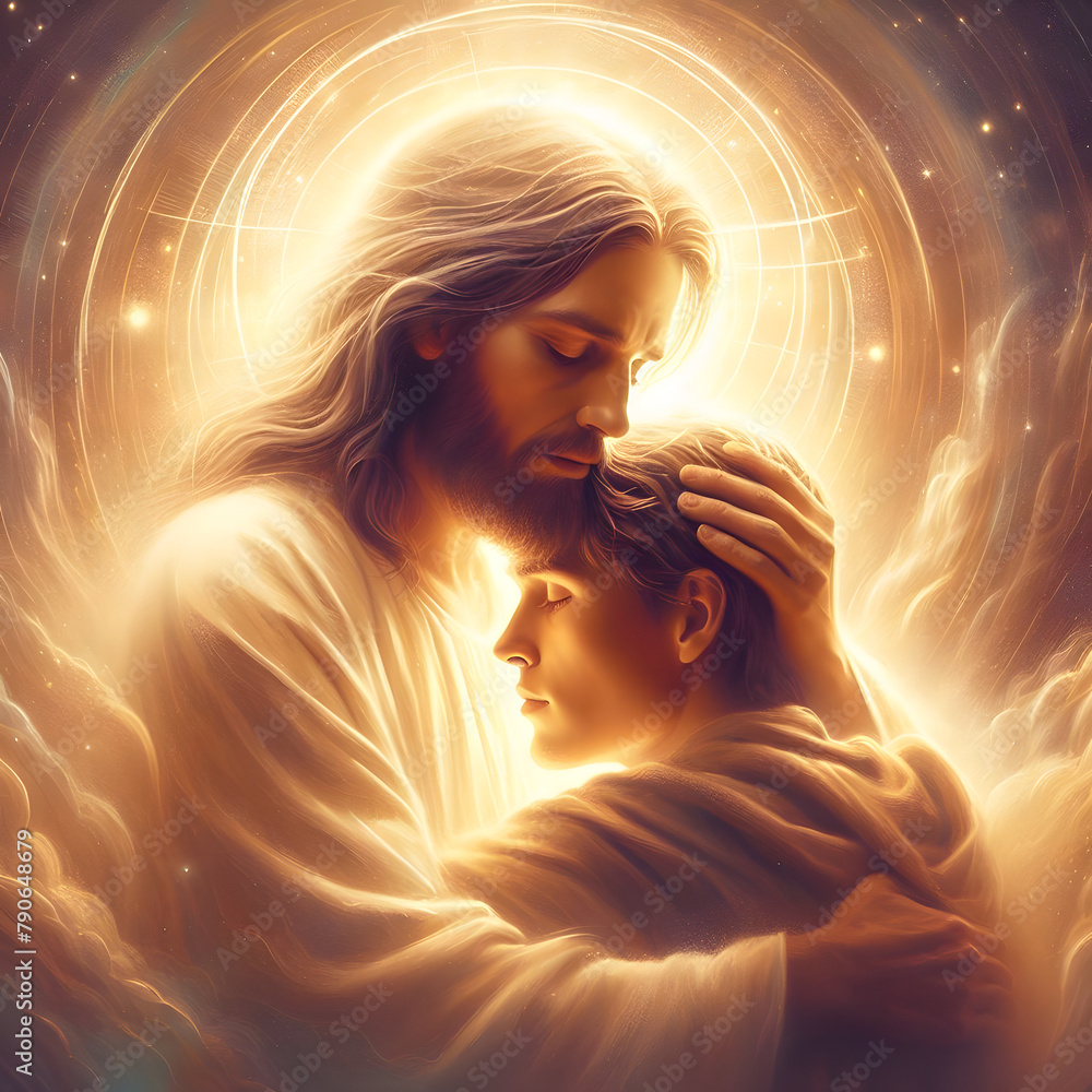 Jesus comforting man Jesus comforting man