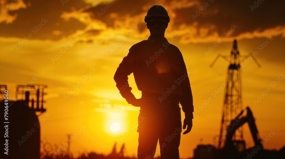 engineer silhouette framed by golden hues, symbolizing their unwavering dedication to their craft engineer silhouette framed by golden hues, symbolizing their unwavering dedication to their craft