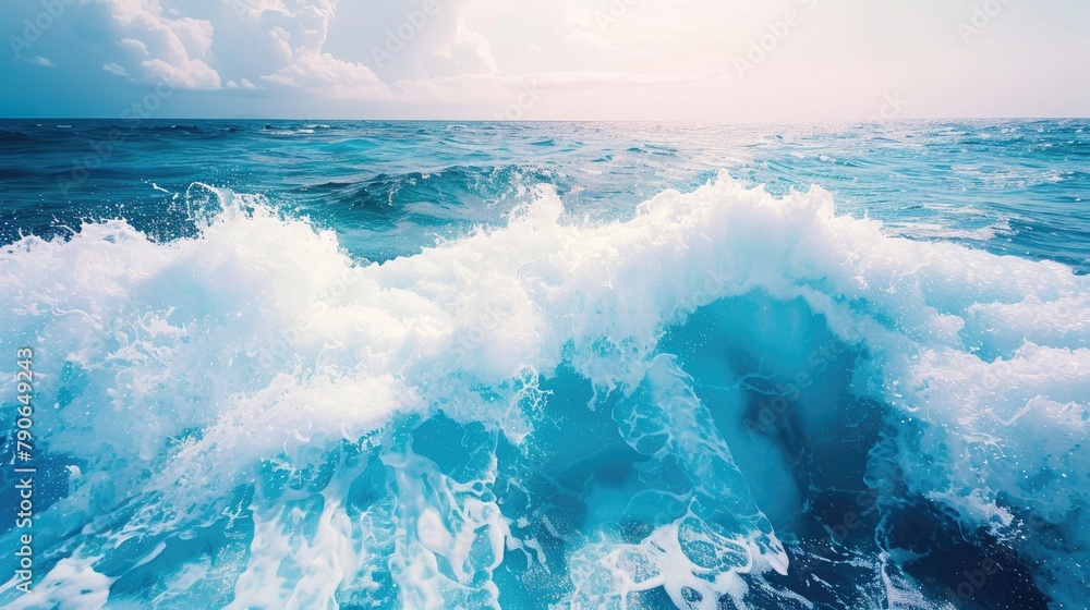 Stunning ocean with large azure waves