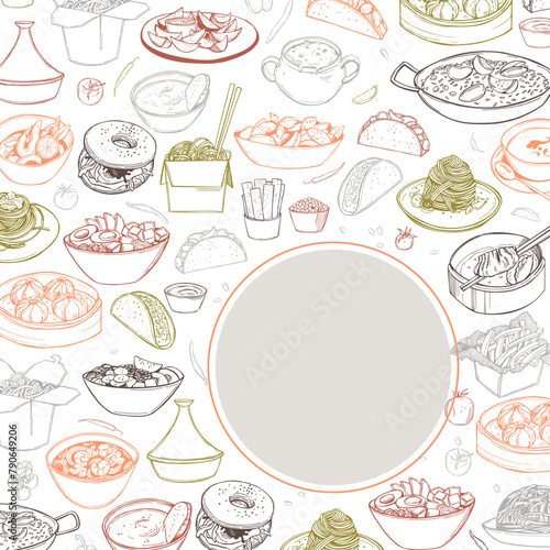 Sketch Food set.    Vector background.