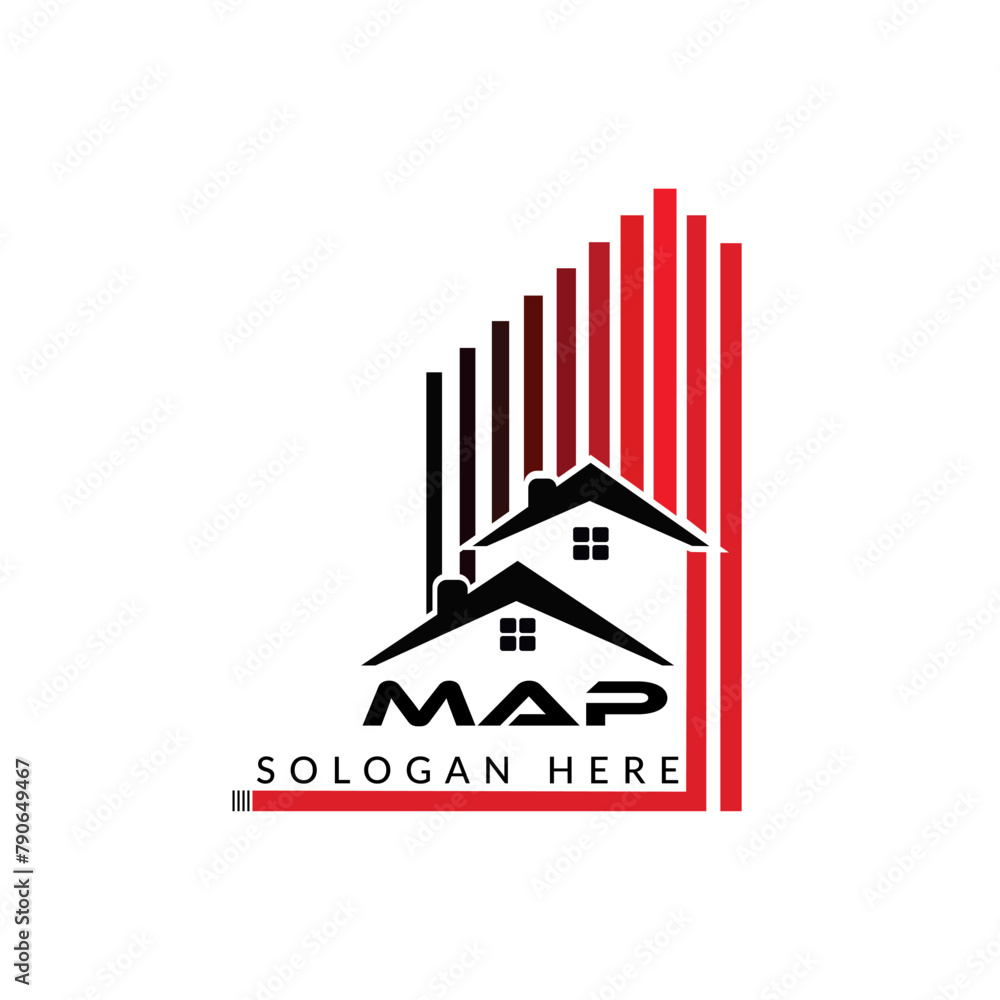 Obraz premium Letter MAP building vector, MAP initial construction. MAP real estate. MAP home letter logo design, MAP real estate Logo ,MAP Style home logo
