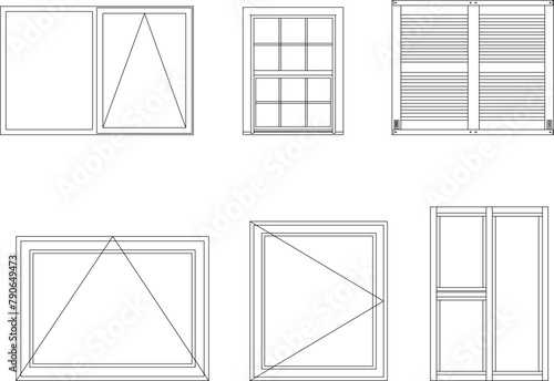 Vector sketch illustration of a modern minimalist house window door design in the city