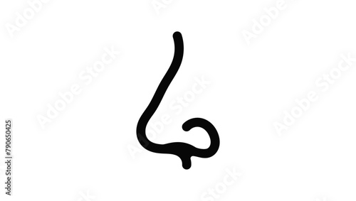 Human nose emblem, profile,  black isolated silhouette