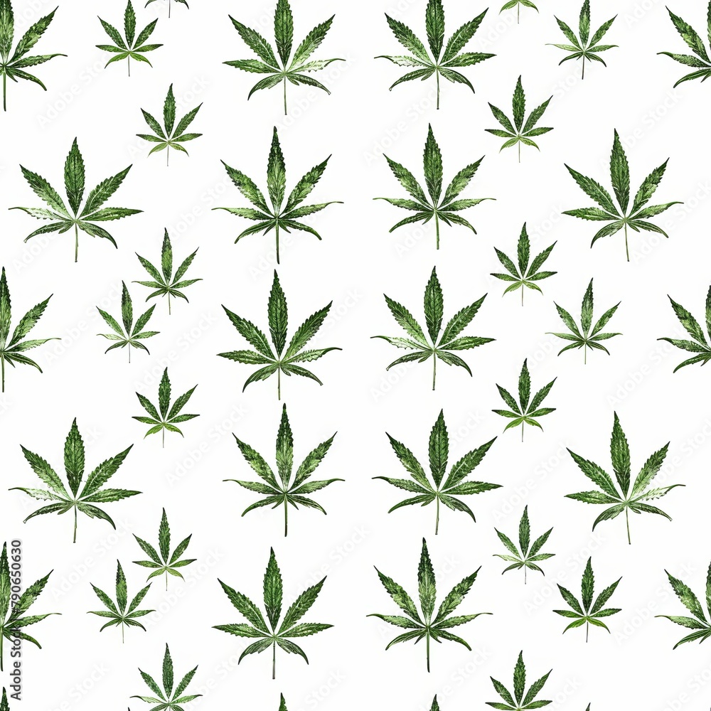 Hemp Seamless Pattern Marijuana Leaves Cannabis Texture Decor Digital Print Cartoon Style White Background Hemp Seamless Pattern Marijuana Leaves Cannabis Texture Decor Digital Print Cartoon Style White Background