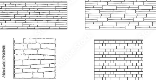Vector sketch illustration of brick wall stucco texture design baground pattern