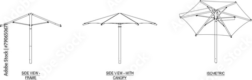 Vector sketch illustration of decorative umbrella design for beaches and cafes