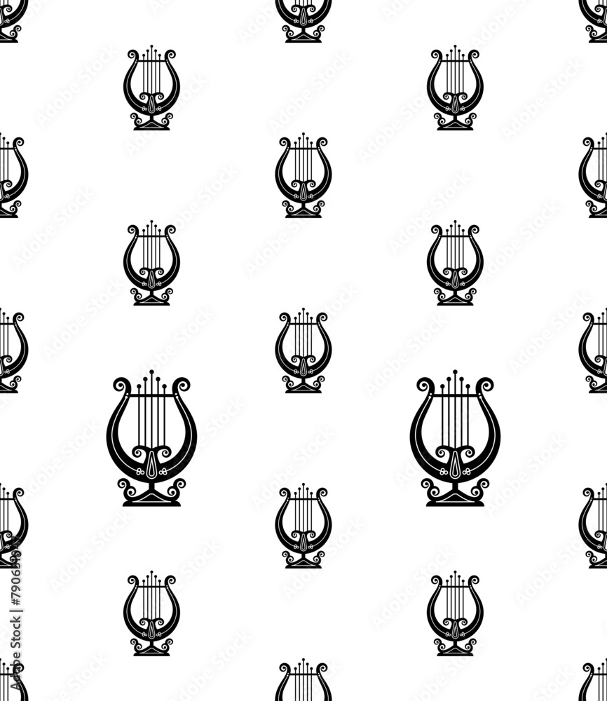 Lyre Icon Seamless Pattern M_2112002 Lyre Icon Seamless Pattern M_2112002