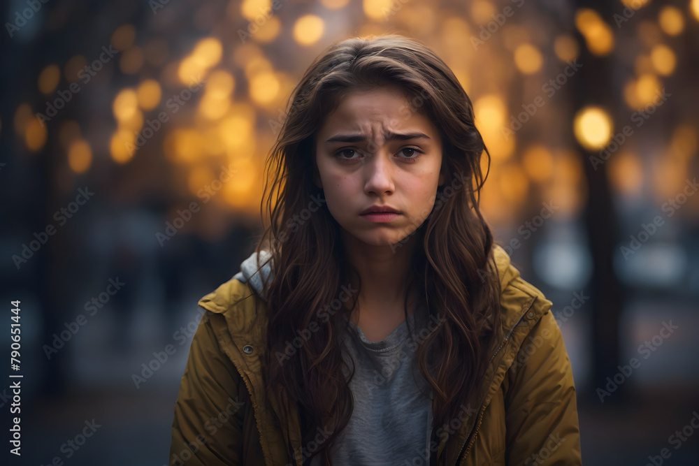 A girl with disappointment and sadness A girl with disappointment and sadness