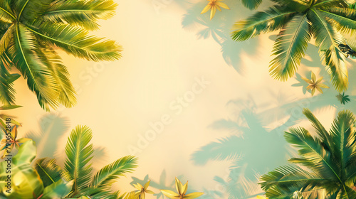 Summer background with palms  sand and copy space