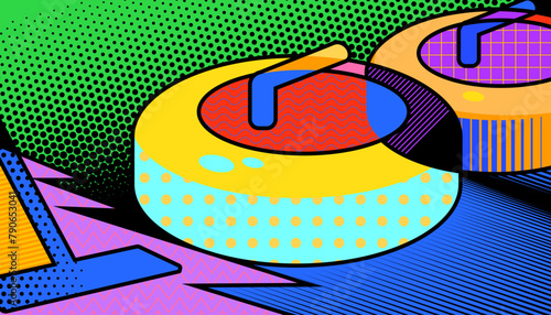 Curling on abstract background design. Sports concept