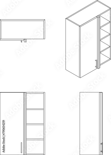 Vector sketch illustration of wardrobe furniture design for storing things in the room