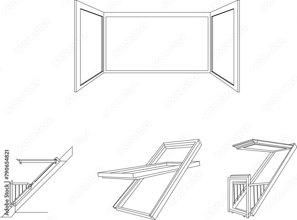 Vector sketch illustration of the perspective design of a modern minimalist house window door in the city Vector sketch illustration of the perspective design of a modern minimalist house window door in the city