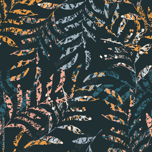 Seamless pattern with abstract leaves sketch. For wrapping paper. Ideal for wallpaper, surface textures, textiles.