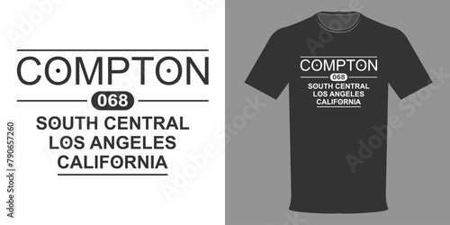 Vector illustration t-shirt Los Angeles, California, Compton, South Central, typographic template for printing