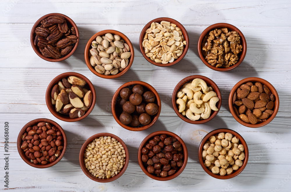 Mix of nuts in bowl . Food background Mix of nuts in bowl . Food background