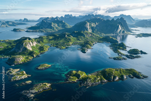 Wallpaper Mural Aerial view of beautiful green islands with mountains Torontodigital.ca