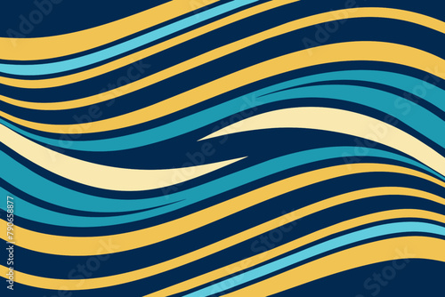 Abstract background with waves. Vector illustration. Blue and yellow colors.
