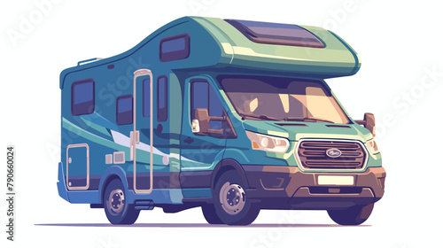 Campervan camper pickup car. Travel camping vehicle