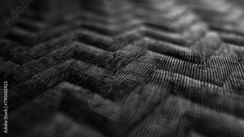 Elegant Black and White Herringbone Pattern with Shimmer Macro Shot.