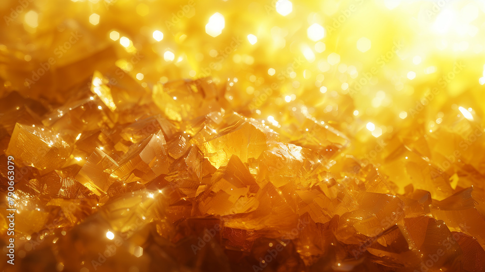Background with yellow crystals. Yellow glass crystals with reflections of light. Abstract background with bokeh effect. AI generative Background with yellow crystals. Yellow glass crystals with reflections of light. Abstract background with bokeh effect. AI generative