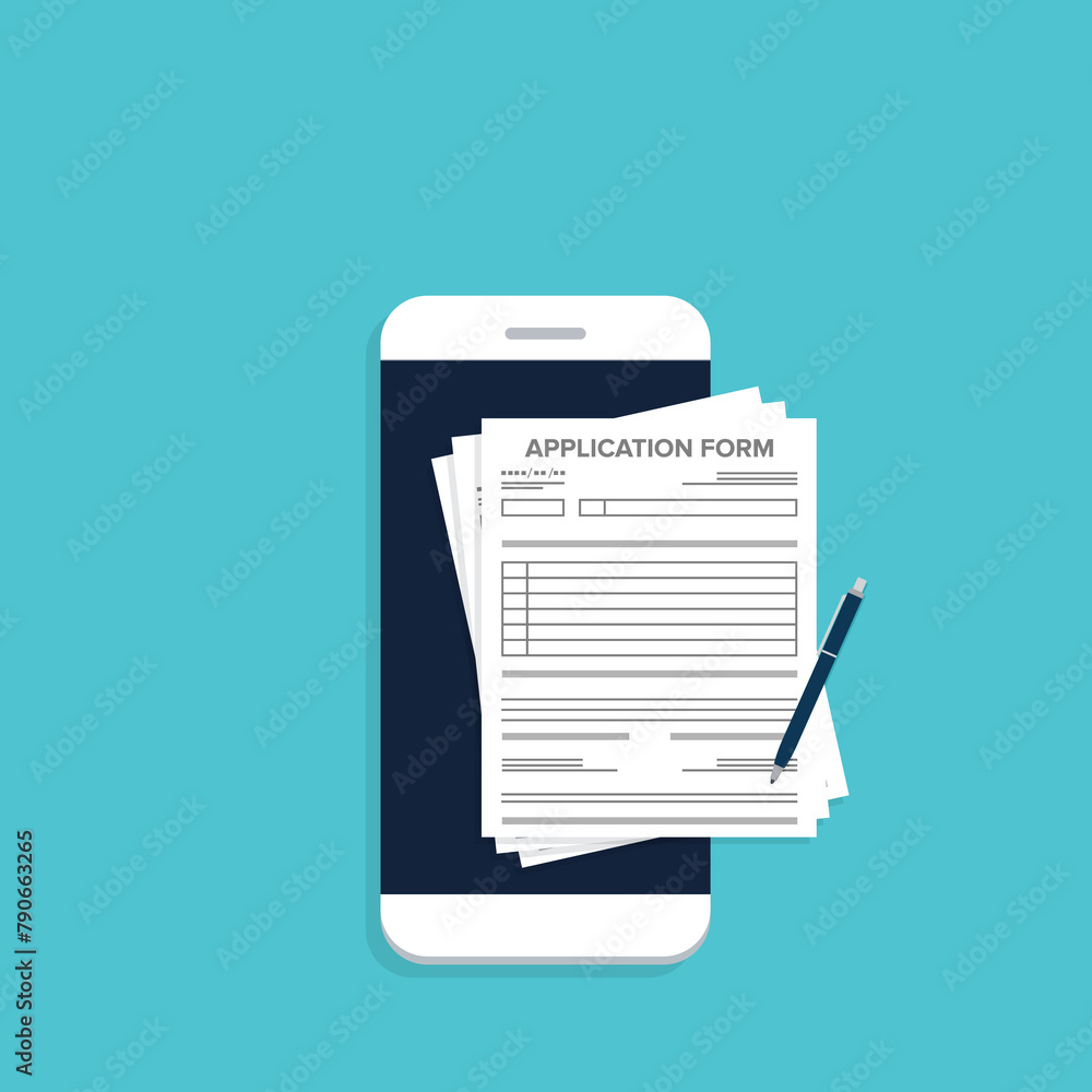 Online application form. Claim form, paperwork concepts. Online application form. Claim form, paperwork concepts.