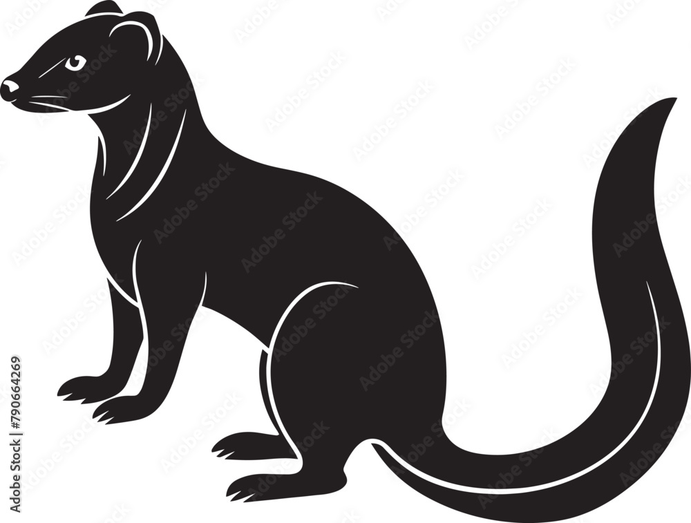 Vector image of a ferret on a white background. Side view.