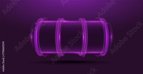 Neon slot machine isolated on dark background. Vector template for your design.