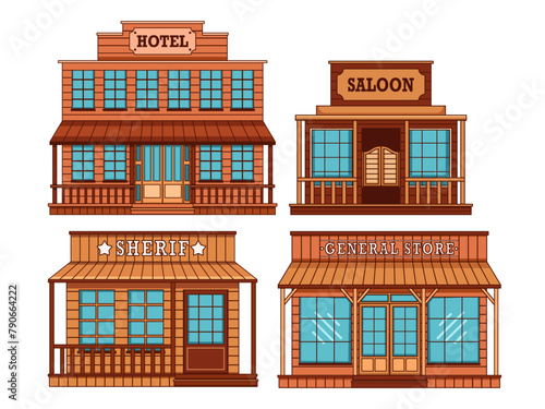 Illustrations of old western buildings, from grand hotels and saloons to sheriff's offices and old general stores. 
These works of art capture the essence of frontier life and the Wild West. 