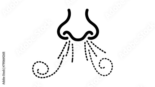 Sneeze emblem, black isolated silhouette
