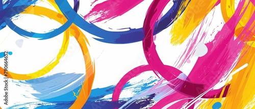 Jeux olympiques, fond blanc et coloré, illustration graphique, ia générative photo