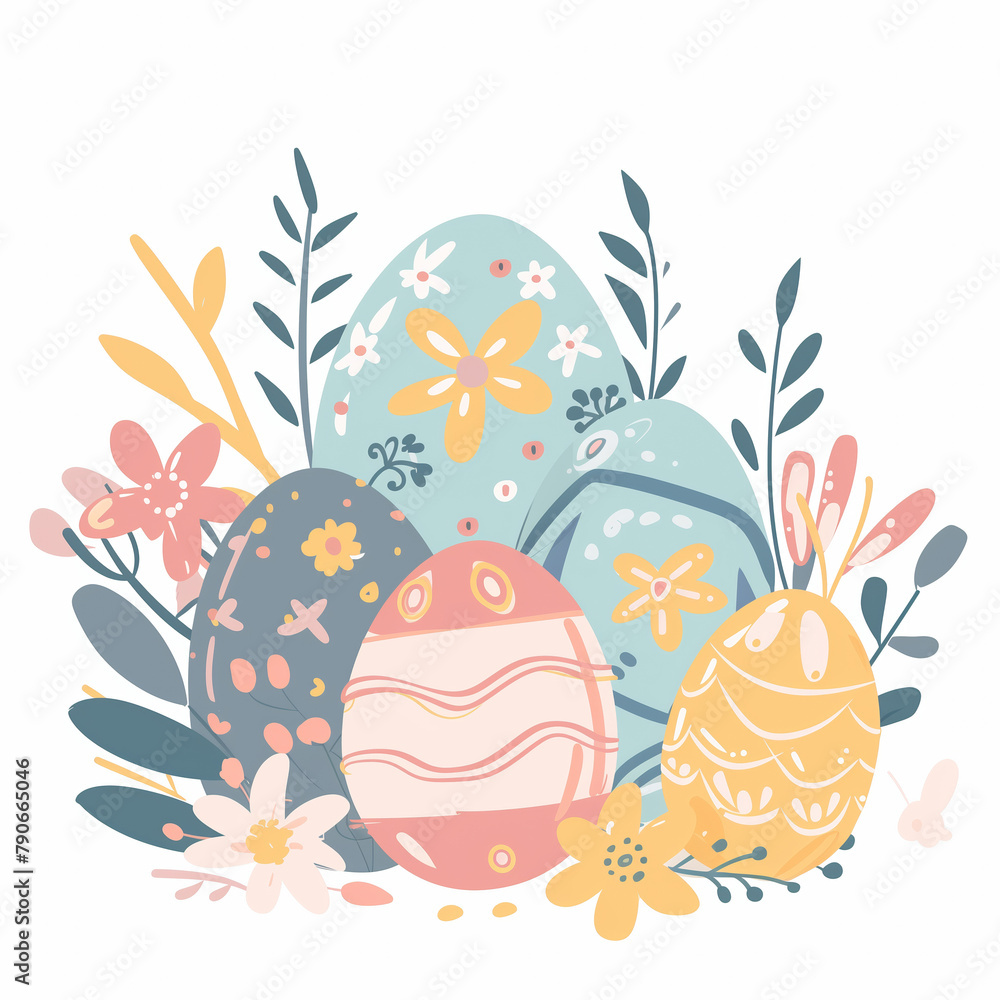 Easter clipart Flat layar in pastel colors.
