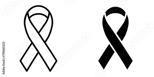 ofvs585 OutlineFilledVectorSign ofvs - breast cancer ribbon vector icon . awareness sign . isolated transparent . black outline filled version . AI 10 / EPS 10 . g11928