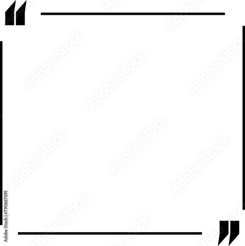 Quote box frame icon set. Quote symbol and mark quote. Quote frames. Comment, text box. Speech bubbles with quotation marks. Blank text message box for quotes. Blog post template. Vector illustration.