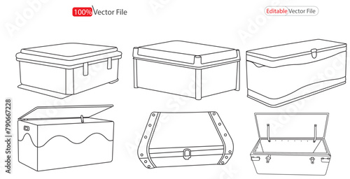  Vector trunk  box outline design.  trunk box silhouette.  New Trunk Stock Vector Illustration and Royalty Free  symbol des  Trunk box silhouette outline design collection .  Fashion accessory technic