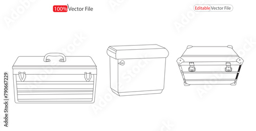  Vector trunk outline design.  trunk box silhouette.  New Trunk Stock Vector Illustration and Royalty Free  symbol des  Trunk box silhouette outline design collection .  Fashion accessory technical il