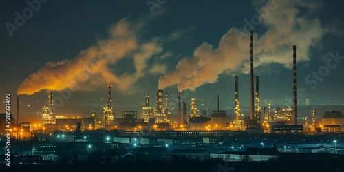 Oil refinery plant landscape. Refinery factory oil storage tank and pipeline steel. Aerial view oil and gas petrochemical industrial.