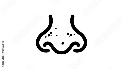 black dots on nose, black isolated silhouette