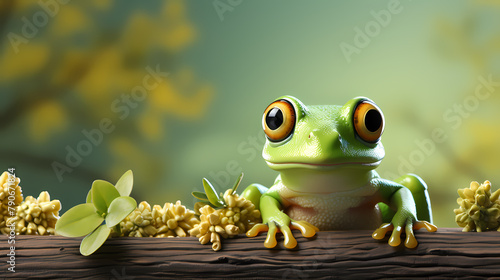 A green tree frog with big eyes © Derby