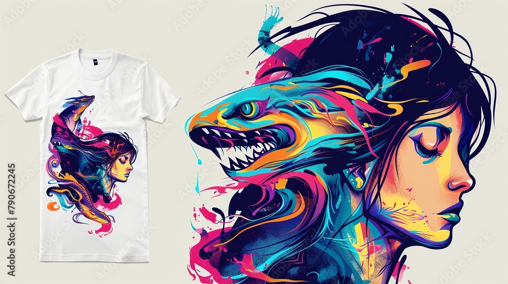 Naklejka premium Scary monsters,beauty girl