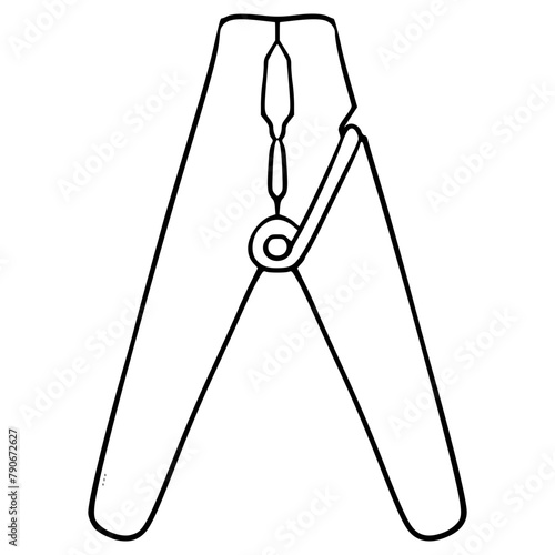 clothespin illustration hand drawn outline vector