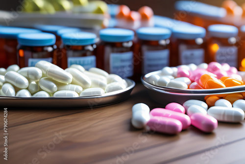Medikamente Medizin bunte Tabletten im Blister Hintergund © Pixelot