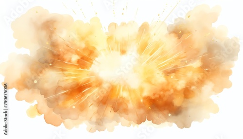 Sunbeam  Sunbeams breaking through a cloud in a burst of gold  watercolor clipart