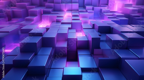  3d rendering of purple and blue abstract geometric background. Scene for advertising  technology  showcase  banner  game  sport  cosmetic  business  metaverse. Sci-Fi Illustration. Product display