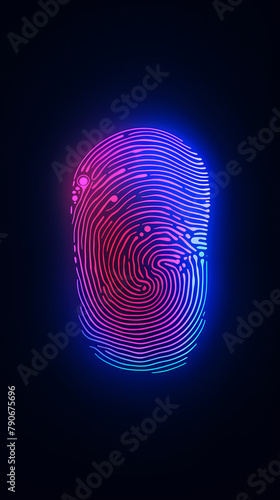 A single fingerprint glows blue against the background