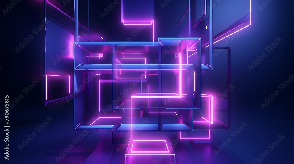 3d rendering of purple and blue abstract geometric background. Scene for advertising, technology, showcase, banner, game, sport, cosmetic, business, metaverse. Sci-Fi Illustration. Product display
3d rendering of purple and blue abstract geometric background. Scene for advertising, technology, showcase, banner, game, sport, cosmetic, business, metaverse. Sci-Fi Illustration. Product display