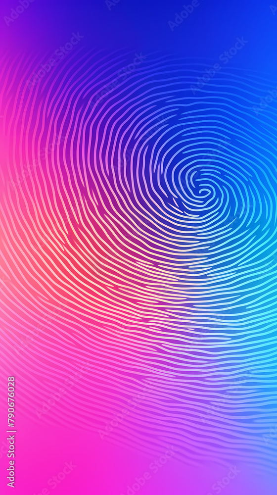A single fingerprint glows blue against the background A single fingerprint glows blue against the background